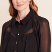 Chemise ample voile doubl&eacute;e col chemise noir femme