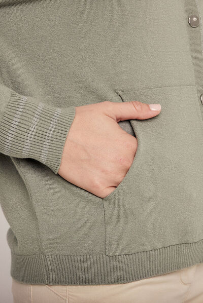 Gilet à capuche boutonné vert clair femme