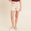 Short droit taille élastiquée ivoire femme