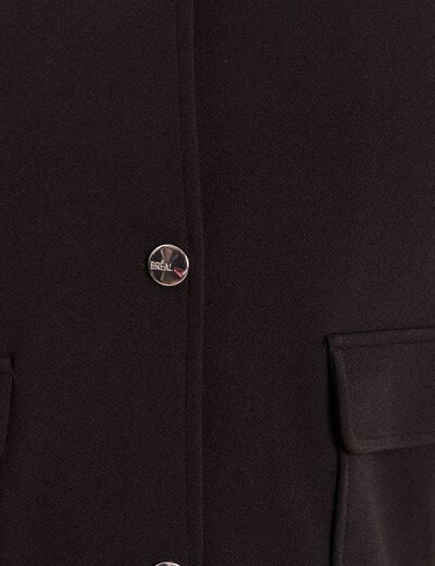Veste courte droite manches longues noir femme