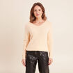 Pull col v orange abricot femme