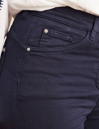 Pantalon léger taille haute long bleu marine femme