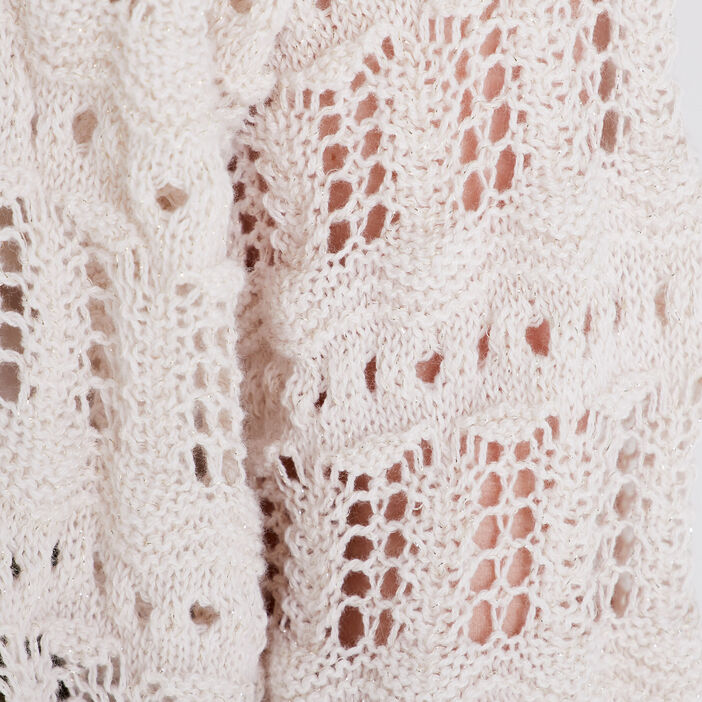 Gilet manches longues ajouré ecru femme