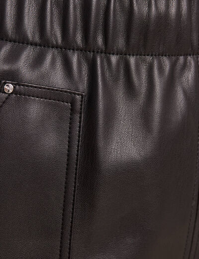 Jupe droite simili cuir noir femme