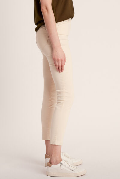 Pantalon ajusté ivoire femme