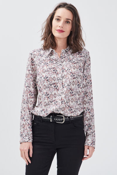Chemise manches longues ecru femme