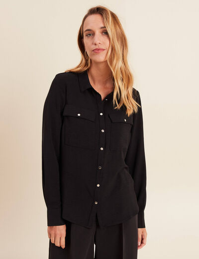 Chemise manches longues noir femme