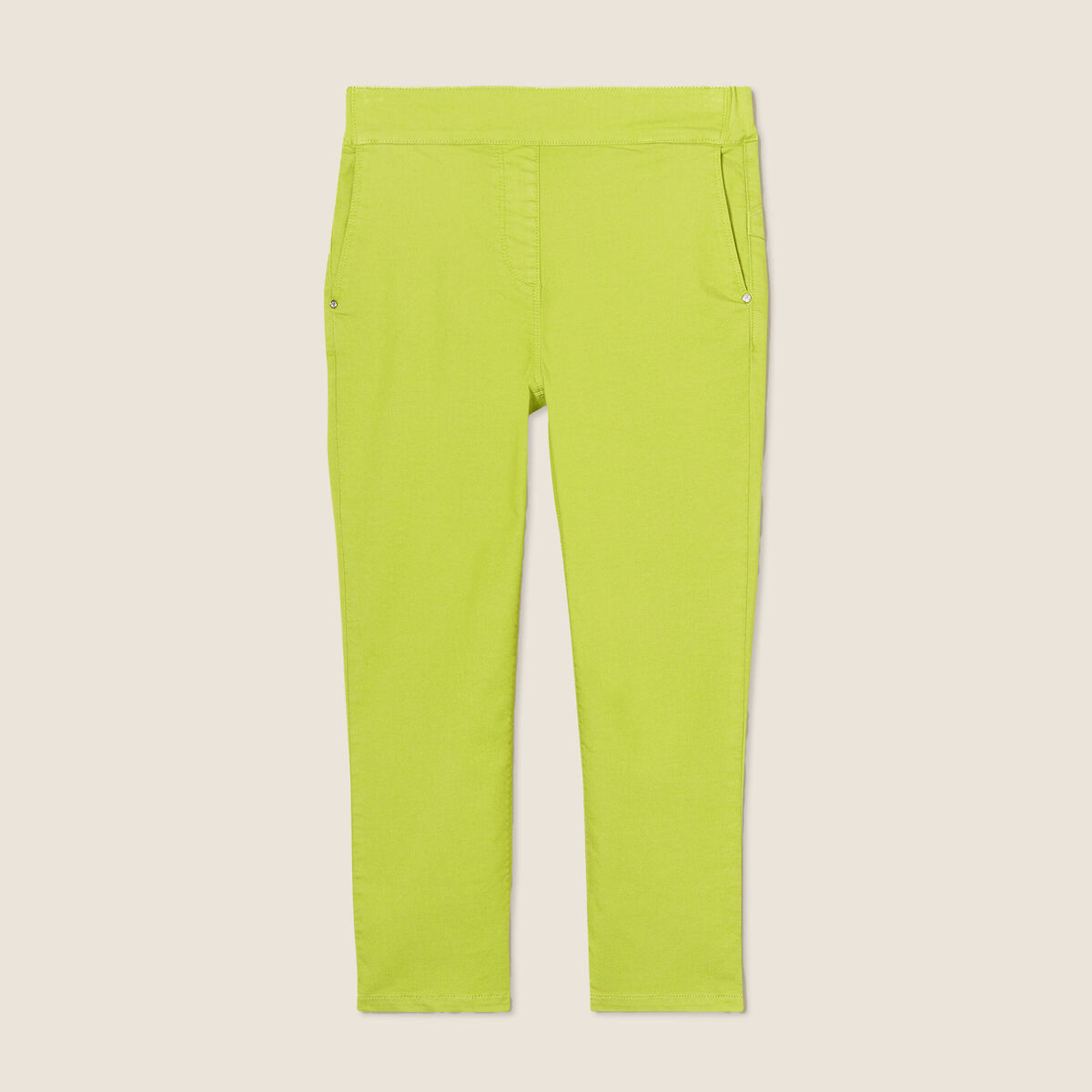 Pantacourt ajust&eacute; taille haute vert anis femme
