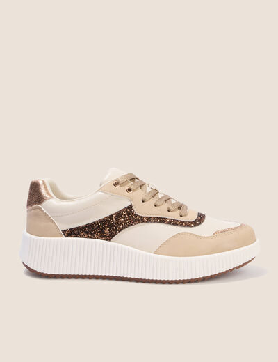 Baskets &agrave; talon compens&eacute; sable femme