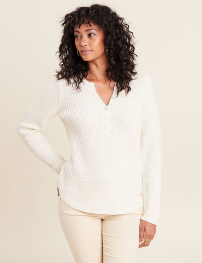 Pull manches longues ecru femme