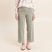 Pantalon large velours c&ocirc;tel&eacute; vert clair femme