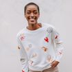 Pull col rond manches longues rouge femme