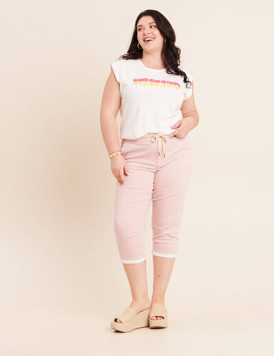 Pantacourt coupe mom large rose femme