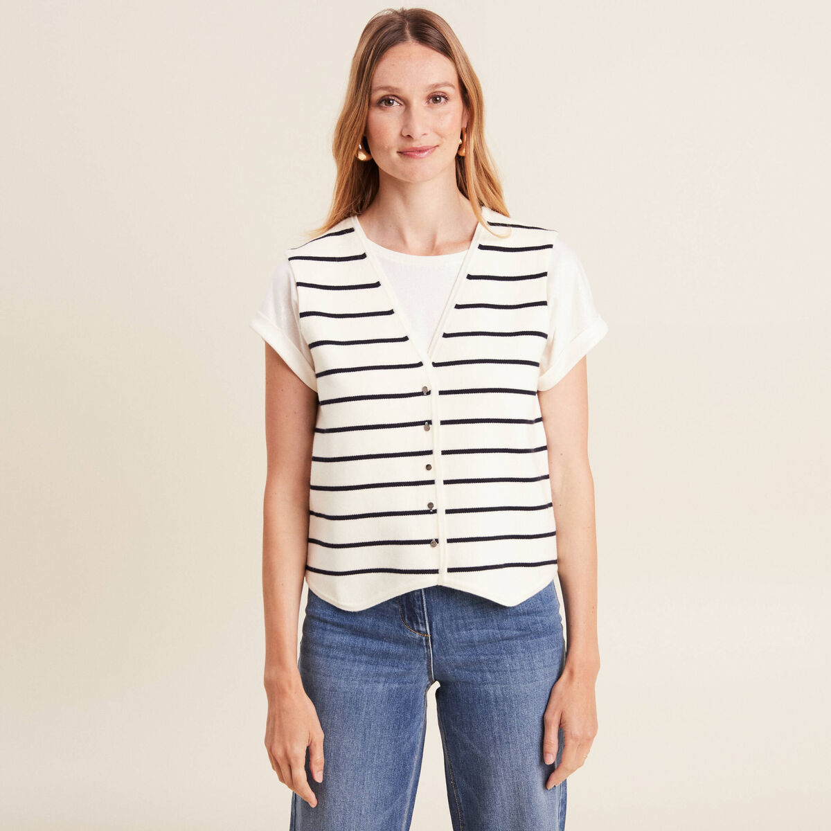 Gilet sans manches blanc femme