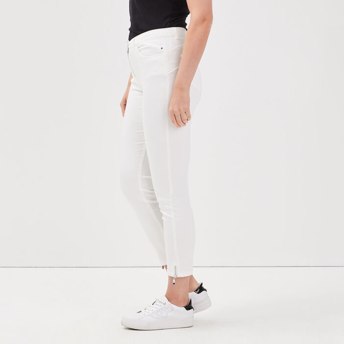 Pantalon 7/8 satin ecru femme