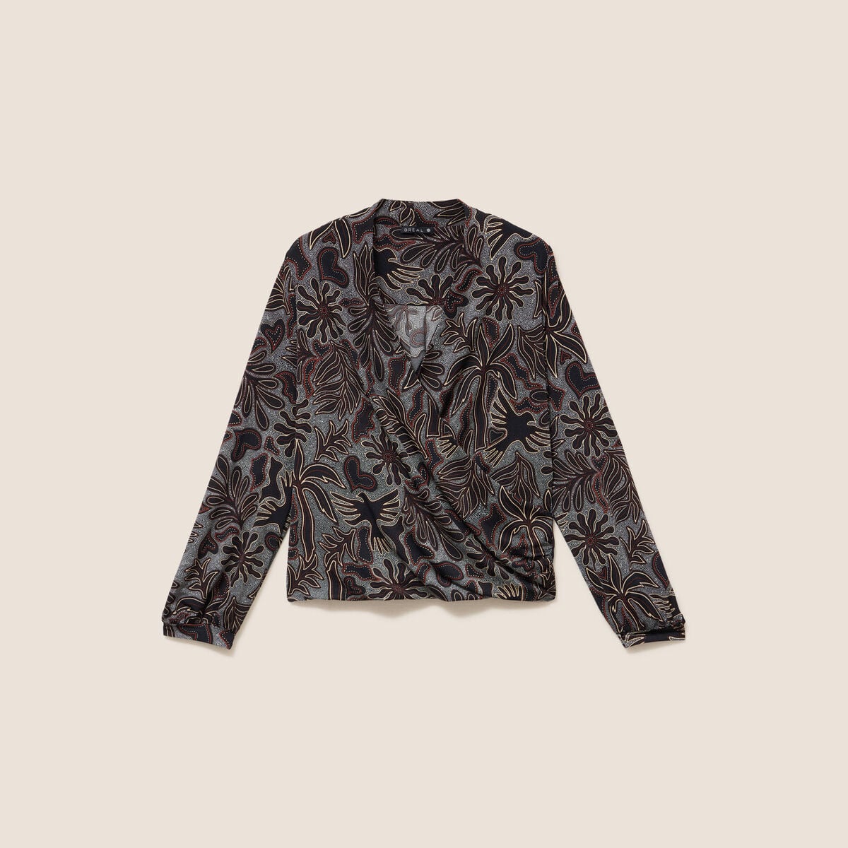 T-shirt cache-c&oelig;ur noir femme
