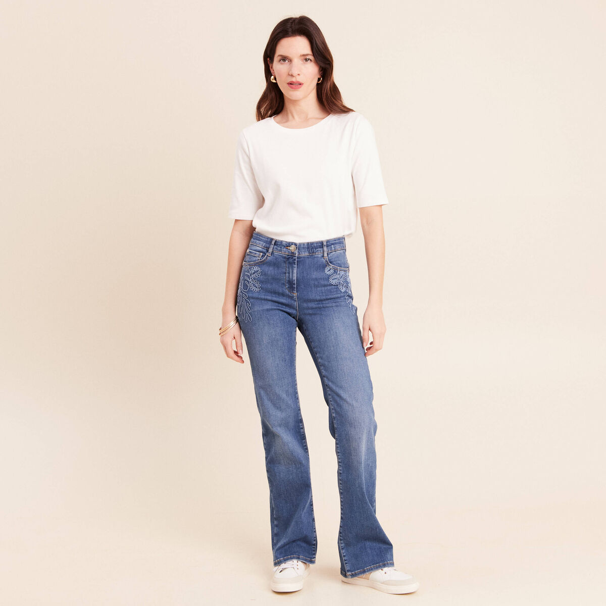 Jean magique L'Unique coupe bootcut denim stone femme