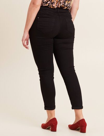 Jean ajusté taille standard 7/8ème noir femme