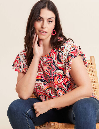 T-shirt manches courtes multicolore femme