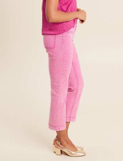 Jean droit 7/8ème rose fushia femme