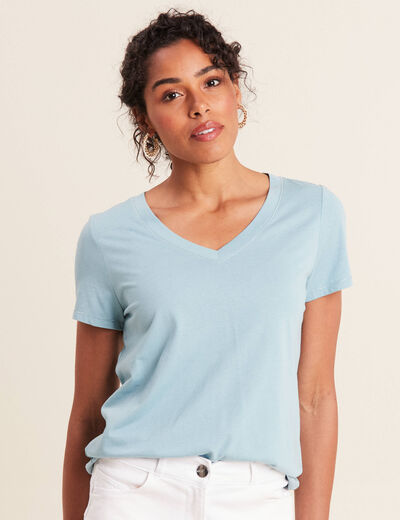 T-shirt manches courtes bleu gris femme