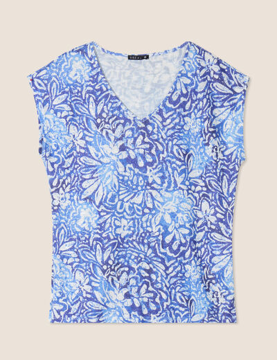 T-shirt manches courtes bleu femme