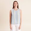 Blouse sans manches col rond bleu femme