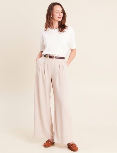 Pantalon large taille standard gris clair femme