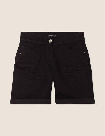 Short droit en jean noir femme