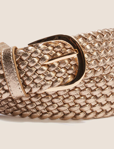 Ceinture tress&eacute;e m&eacute;taliss&eacute;e couleur or femme