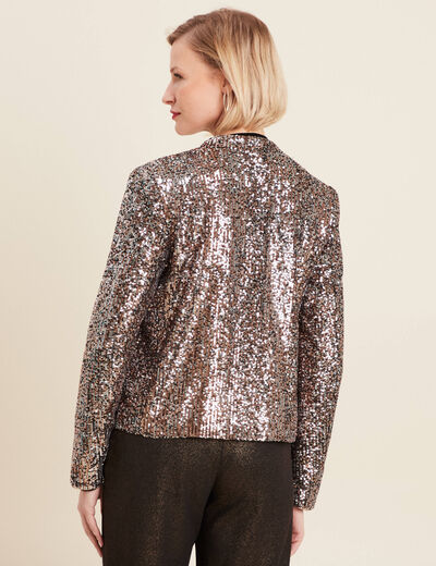 Veste col châle avec sequins couleur cuivre femme