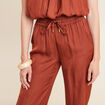 Pantalon large taille haute marron foncé femme