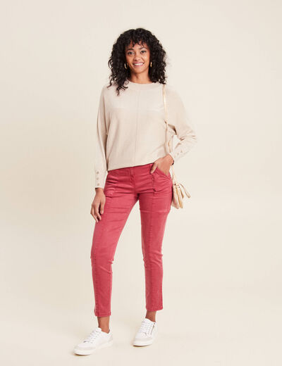 Pull manches longues couleur or femme