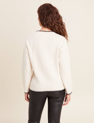 Pull manches longues ecru femme