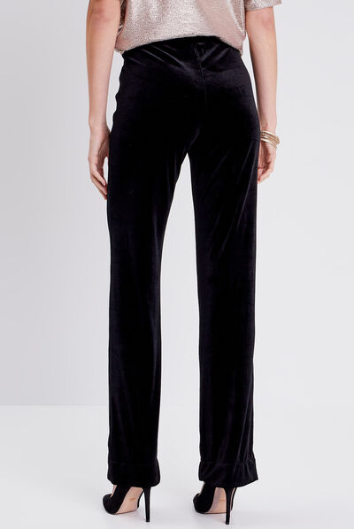 Pantalon bootcut velours noir femme