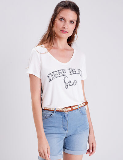 T-shirt manches courtes ecru femme