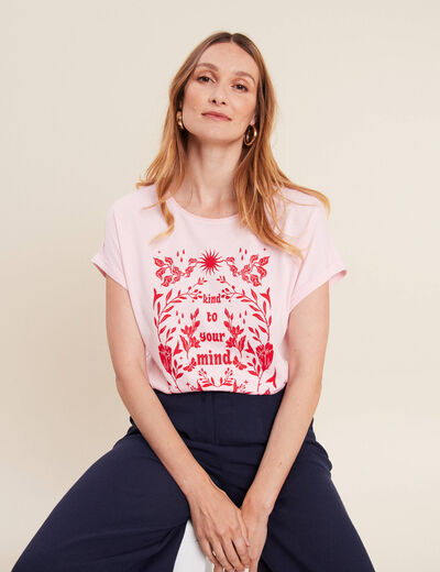 T-shirt manches courtes rose femme