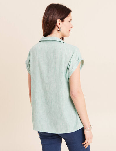 Blouse manches courtes fluide vert menthe femme
