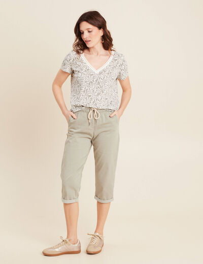 T-shirt manches courtes vert kaki femme
