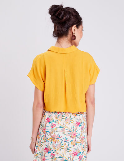 Chemise manches courtes jaune moutarde femme