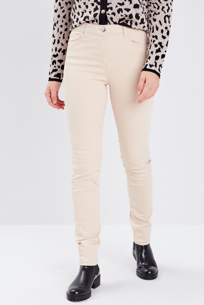 Jean magique ajusté taille standard ecru femme