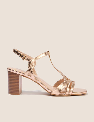Sandales &agrave; talon rose clair femme
