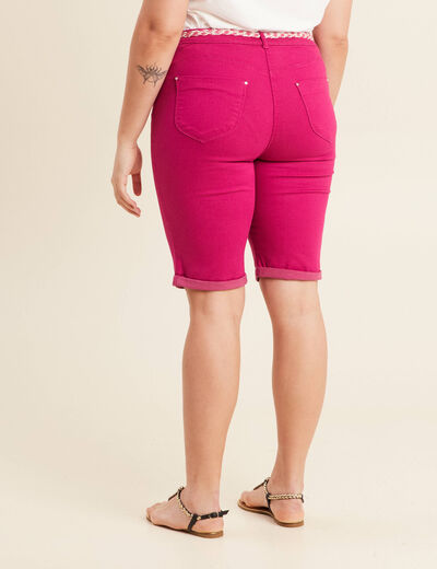 Bermuda ajusté ceinturé rose fushia femme