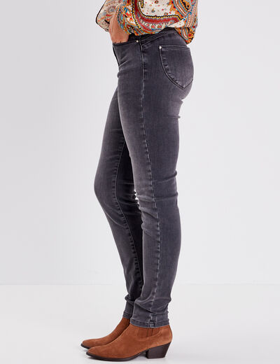 Jean magique ajusté taille standard denim gris femme