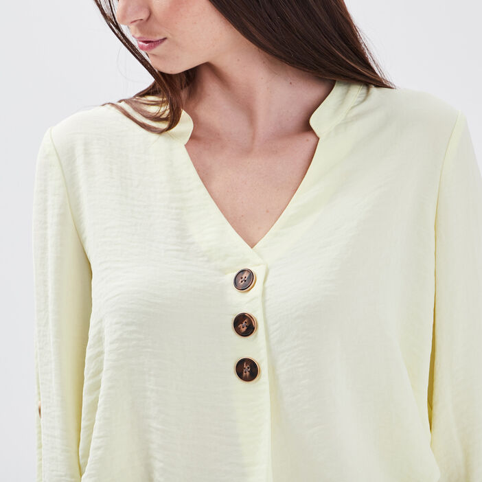 Blouse manches 3/4 jaune clair femme