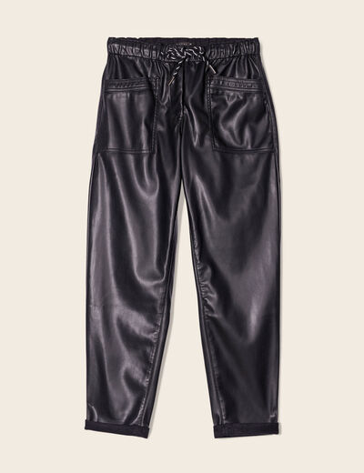 Pantalon coupe mom simili cuir noir femme