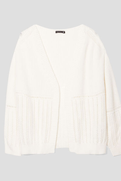 Gilet manches longues ecru femme