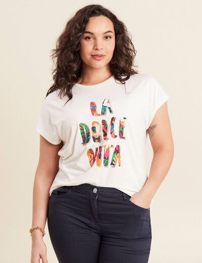 T-shirt manches courtes ecru femme