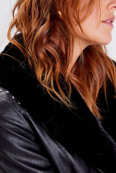 Veste esprit perfecto cintrée noir femme
