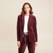 Veste tailleur velours bordeaux femme